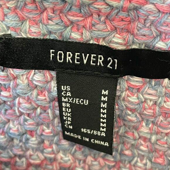 Forever 21 Marled Knit Sweater Tank Crop Top Pink Blue M - Picture 6 of 7